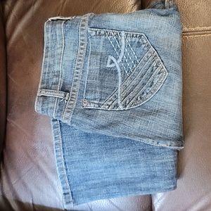Whiskered Front DKNY Sz. 10 Bootcut Jeans EUC Embroidered Pockets